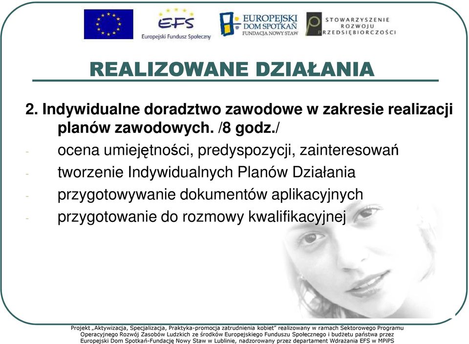 przygotowanie do rozmowy kwalifikacyjnej Projekt Aktywizacja, Specjalizacja, Praktyka-promocja zatrudnienia kobiet realizowany w ramach Sektorowego