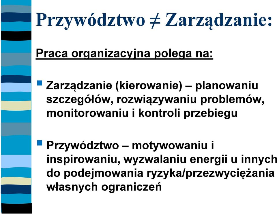 monitorowaniu i kontroli przebiegu Przywództwo motywowaniu i