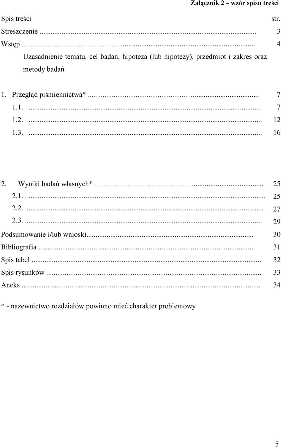 Przegląd piśmiennictwa*... 1.1.... 1.2.... 1.3.... 7 7 12 16 2. Wyniki badań własnych*... 2.1..... 2.2.... 2.3.... 25 25 27 29 Podsumowanie i/lub wnioski.