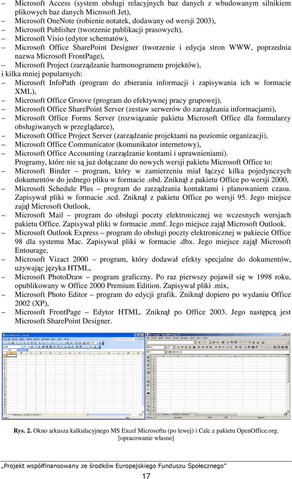 (zarządzanie harmonogramem projektów), i kilka mniej popularnych: Microsoft InfoPath (program do zbierania informacji i zapisywania ich w formacie XML), Microsoft Office Groove (program do efektywnej