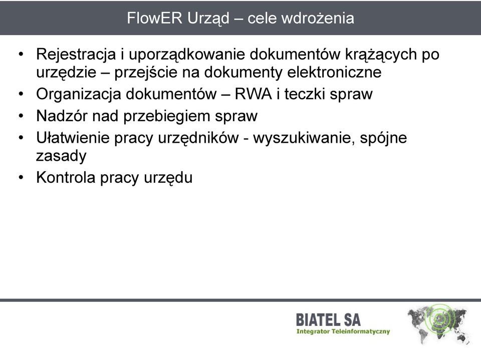 Organizacja dokumentów RWA i teczki spraw Nadzór nad przebiegiem