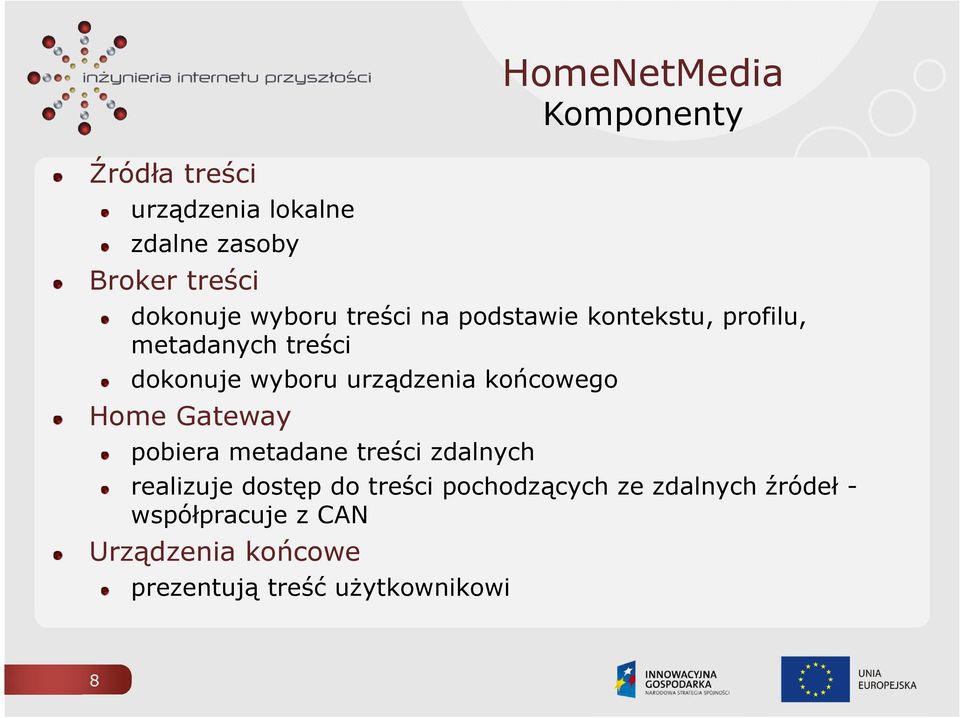 końcowego Home Gateway pobiera metadane treści zdalnych realizuje dostęp do treści