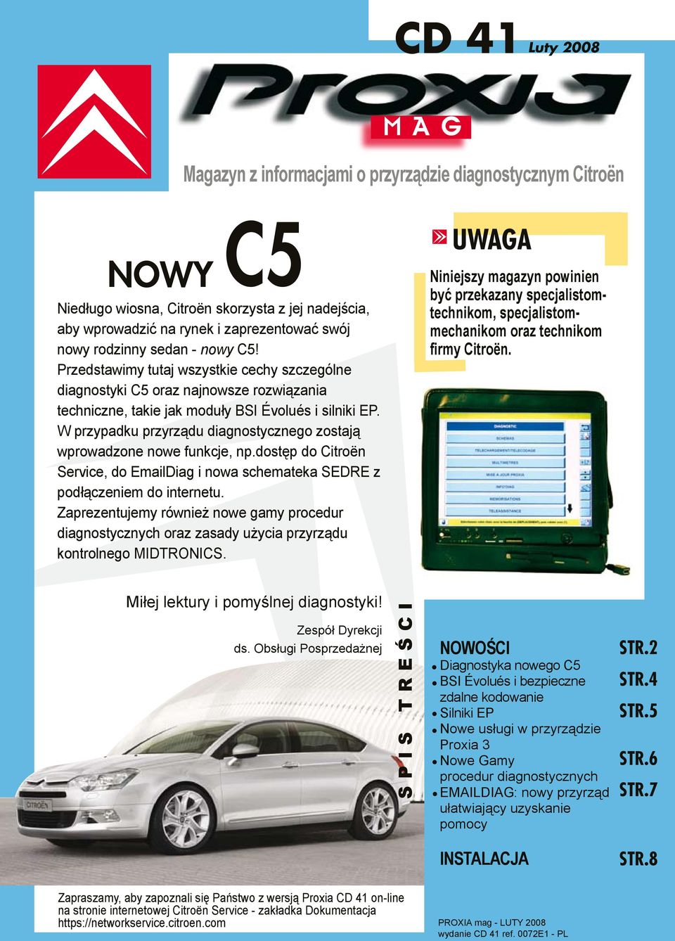 CD 41 Luty Nowy UWAGA. Magazyn z informacjami o przyrządzie diagnostycznym  Citroën - PDF Darmowe pobieranie