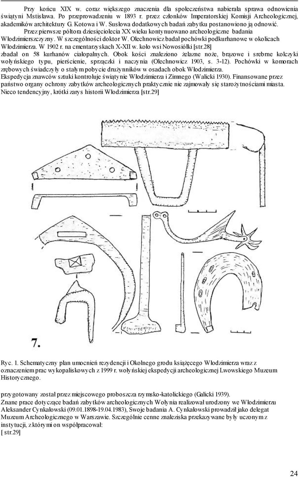 Przez pierwsze półtora dziesięciolecia XX wieku kontynuowano archeologiczne badania Włodzimierszczyzny. W szczególności doktor W. Olechnowicz badał pochówki podkurhanowe w okolicach Włodzimierza.