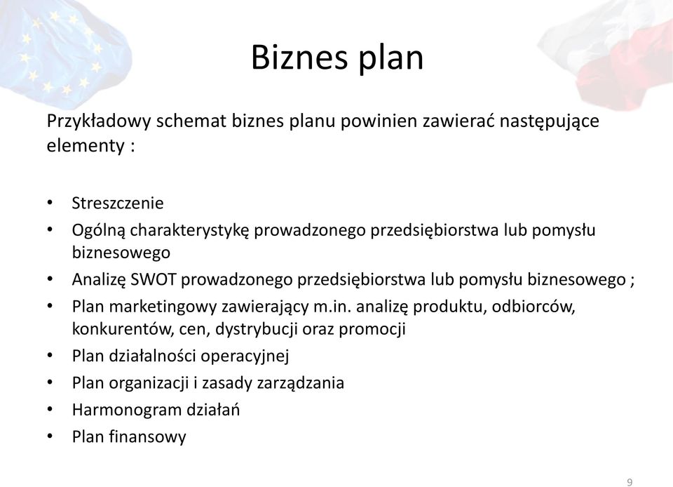 lub pomysłu biznesowego ; Plan marketing