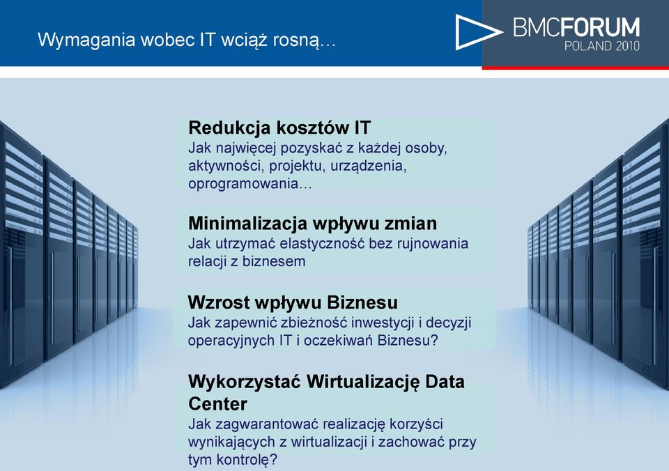 Wzrost wpływu Biznesu Jak zapewnić zbieżność inwestycji i decyzji operacyjnych IT i oczekiwań Biznesu?