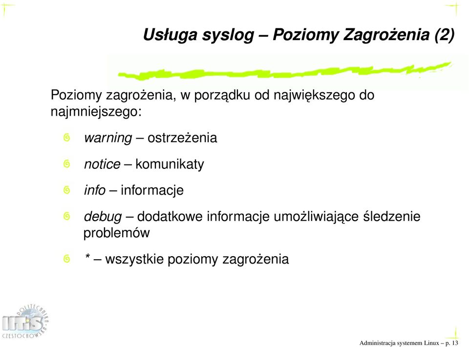 info informacje debug dodatkowe informacje umożliwiajace śledzenie