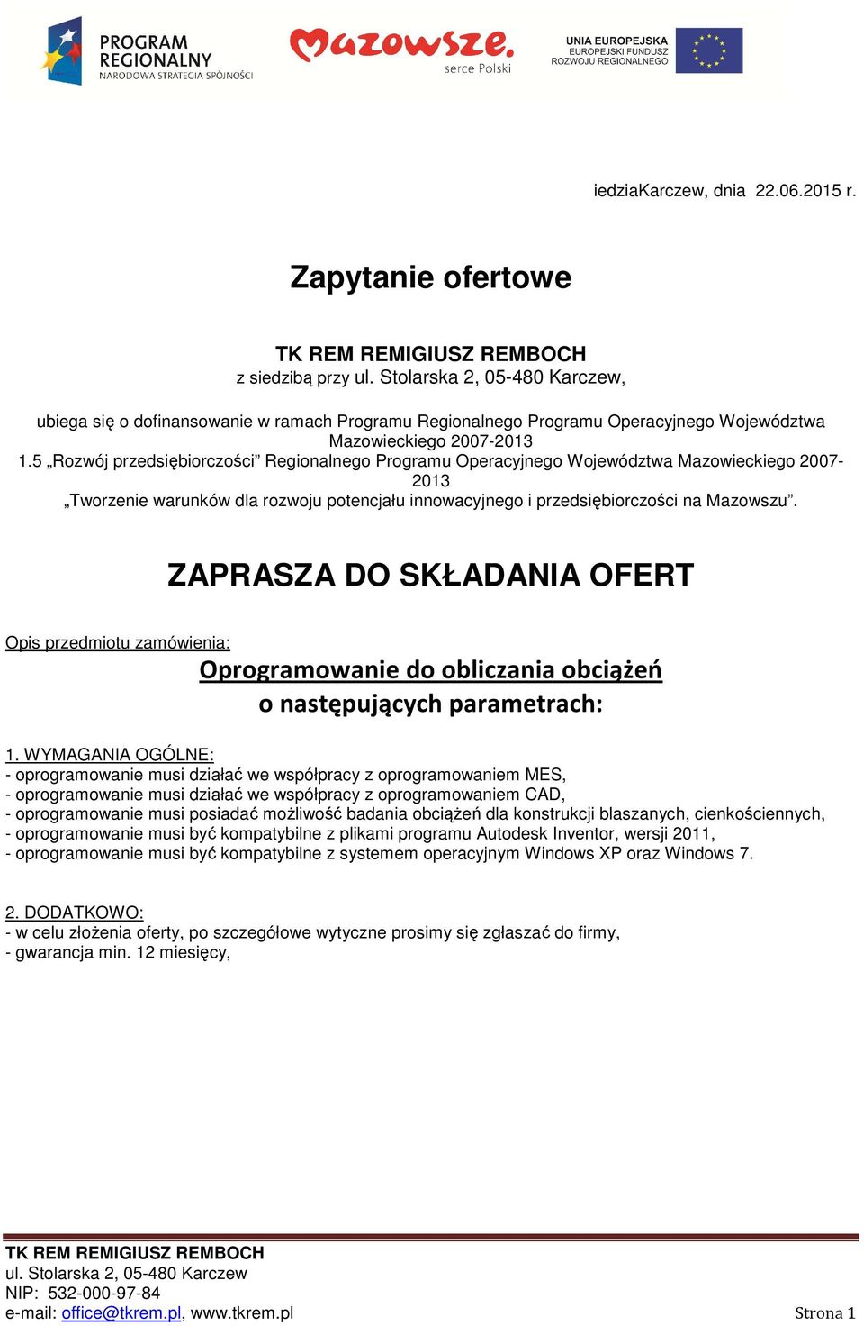 Województwa Mazowieckiego 2007-2013 1.