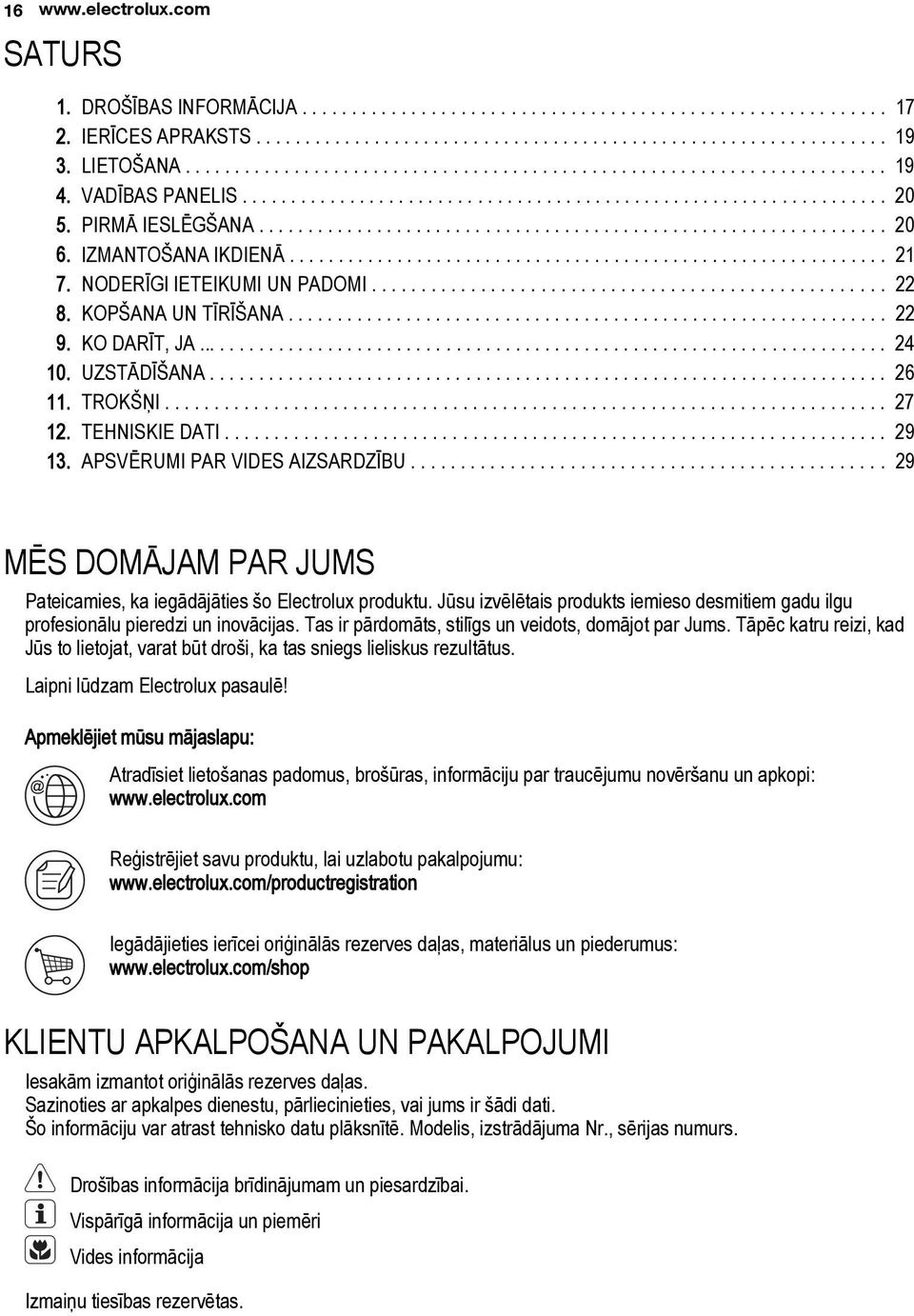 IZMANTOŠANA IKDIENĀ............................................................. 21 7. NODERĪGI IETEIKUMI UN PADOMI.................................................... 22 8. KOPŠANA UN TĪRĪŠANA............................................................. 22 9.
