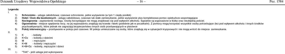 kompleksowa pomoc opiekuńczowspomagająca 3) Noclegownia zapewnienie noclegu. Osoby korzystające nie mogą znajdować się pod wpływem alkoholu. Sypialnie są wyposażone w łóżka oraz niezbędną pościel.