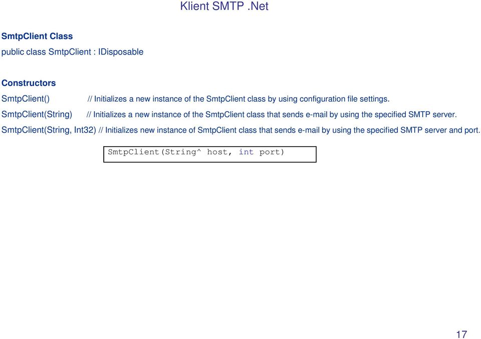 SmtpClient class by using configuration file settings.