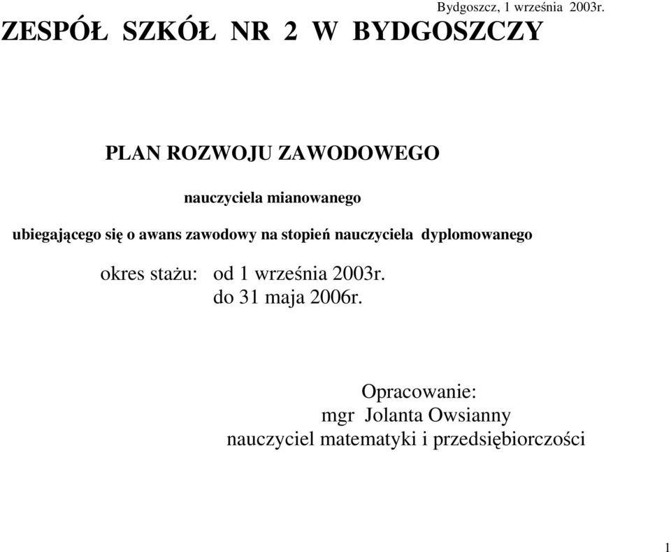 mianowanego ubiegającego się o awans zawodowy na stopień nauczyciela