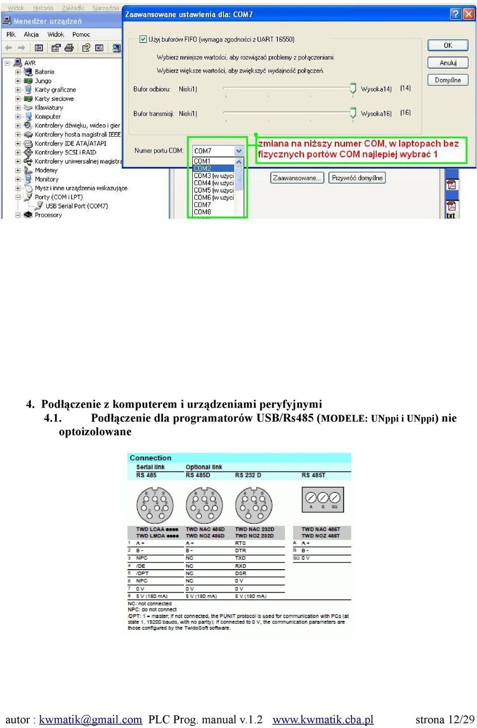 Podłączenie dla programatorów