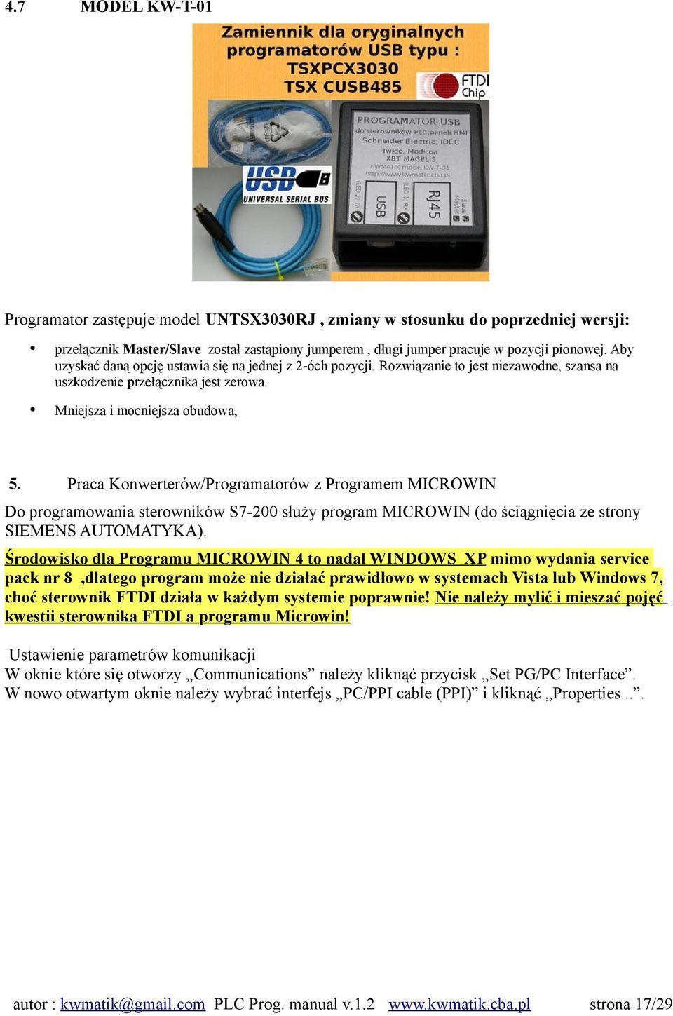 Mniejsza i mocniejsza obudowa, Praca Konwerterów/Programatorów z Programem MICROWIN Do programowania sterowników S7-200 służy program MICROWIN (do ściągnięcia ze strony SIEMENS AUTOMATYKA).