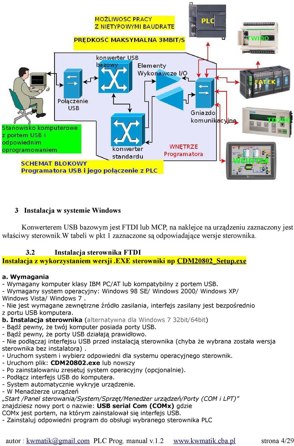 - Wymagany system operacyjny: Windows 98 SE/ Windows 2000/ Windows XP/ Windows Vista/ Windows 7.