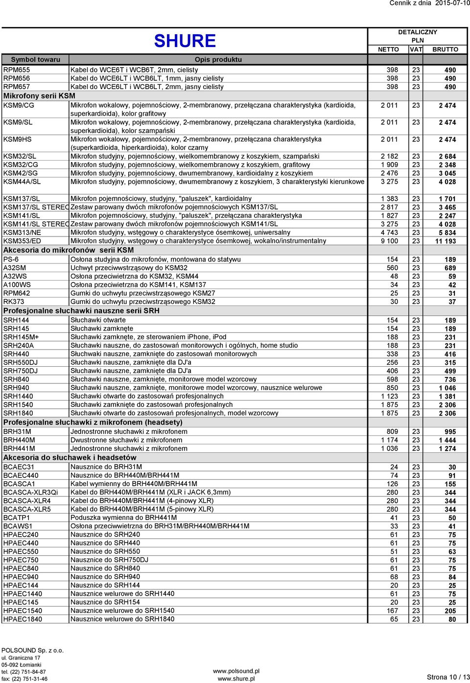 2-membranowy, przeła czana charakterystyka (kardioida, 2 011 23 2 474 superkardioida), kolor szampański KSM9HS Mikrofon wokalowy, pojemnościowy, 2-membranowy, przeła czana charakterystyka 2 011 23 2