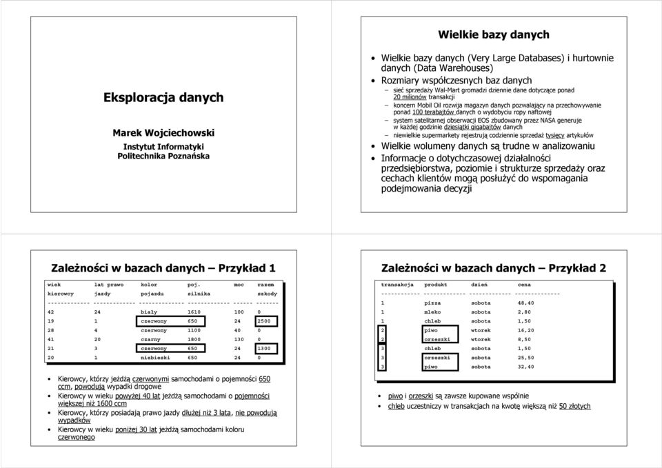 terabajtów danych o wydobyciu ropy naftowej system satelitarnej obserwacji EOS zbudowany przez NASA generuje w każdej godzinie dziesiątki gigabajtów danych niewielkie supermarkety rejestrują