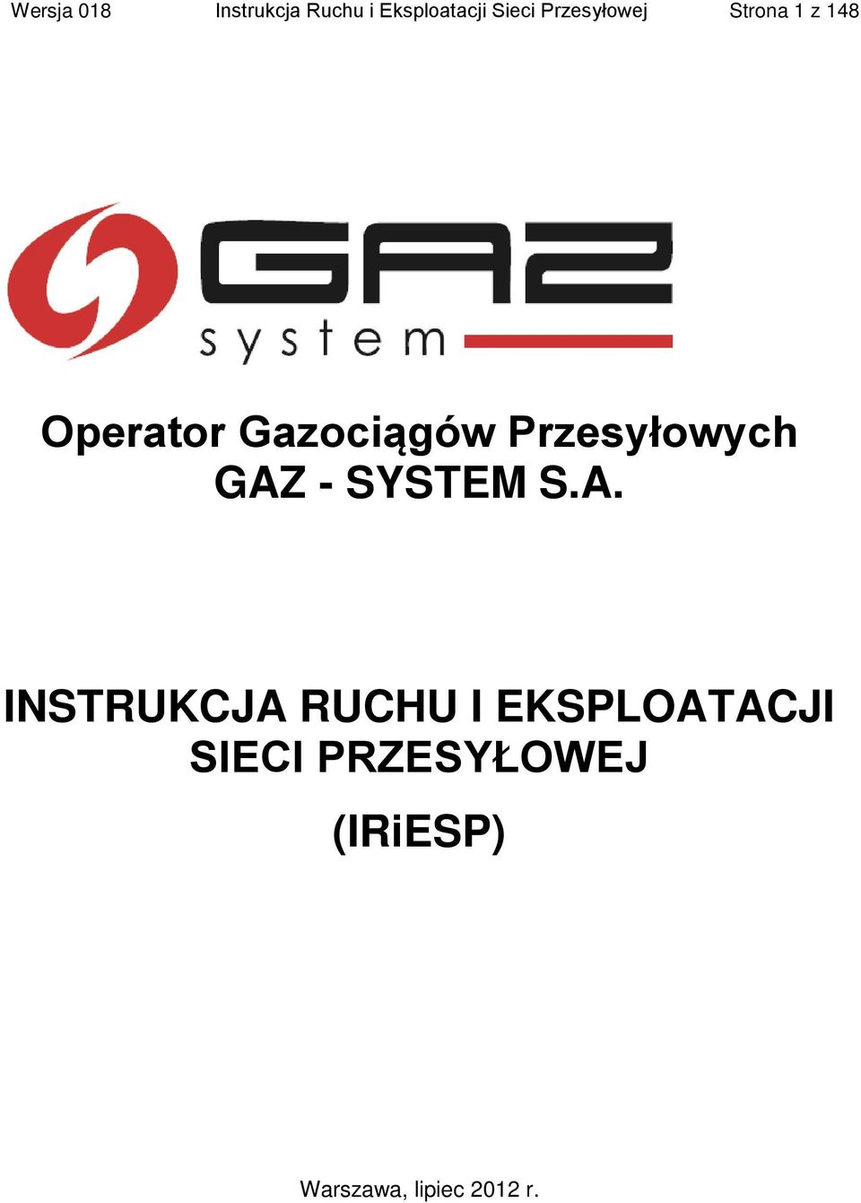 Przesyłowych GAZ
