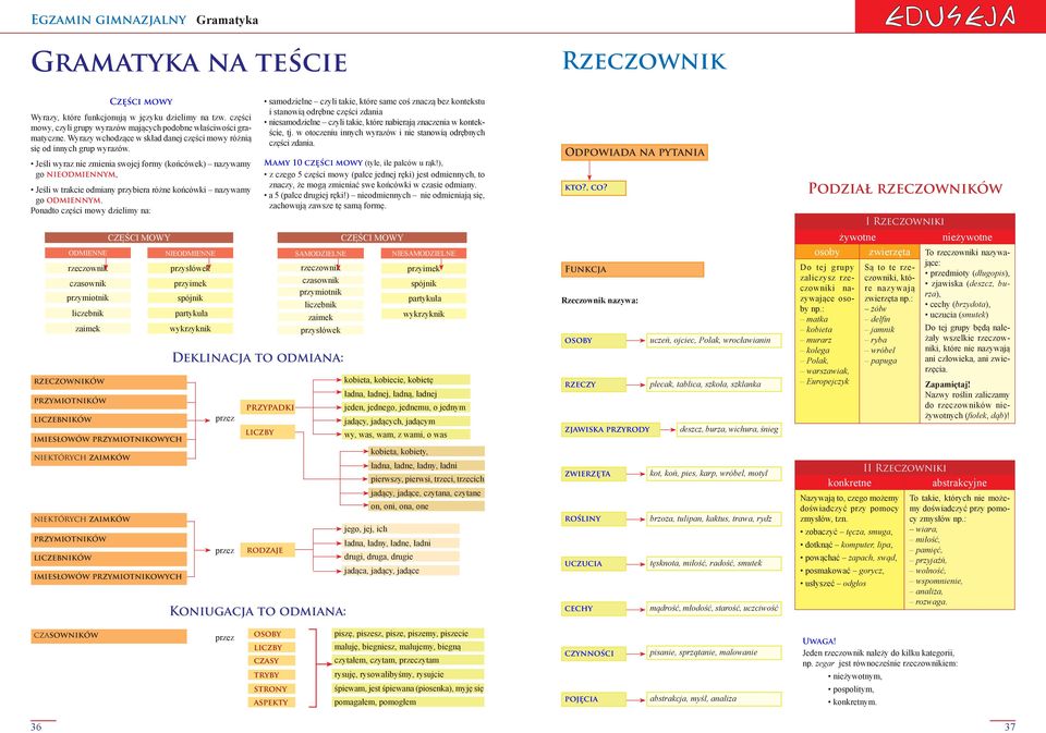 zaimków przymiotników liczebników Części mowy Wyrazy, które funkcjonują w języku dzielimy na tzw. części mowy, czyli grupy wyrazów mających podobne właściwości gramatyczne.