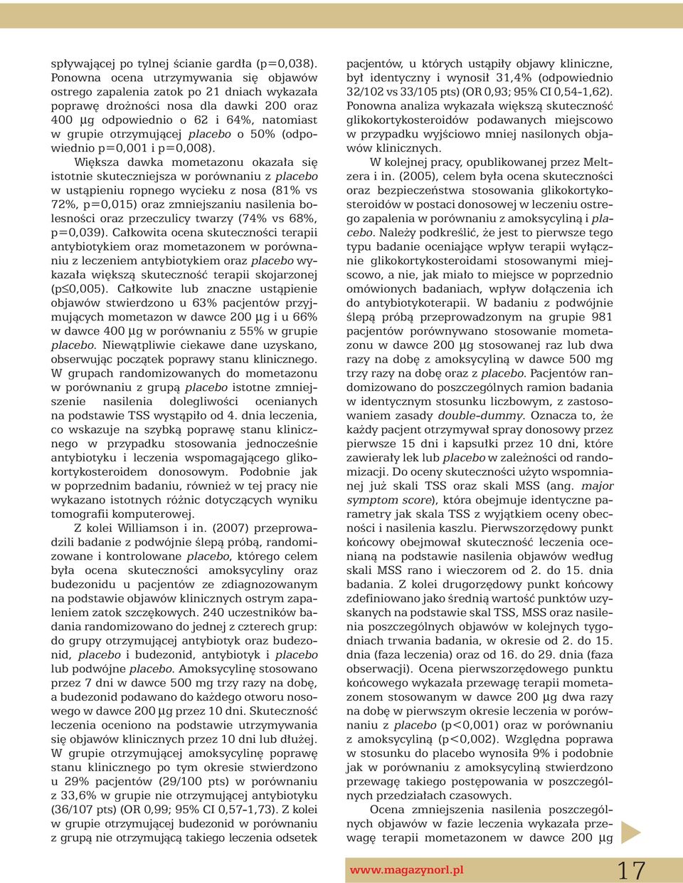 50% (odpowiednio p=0,001 i p=0,008).