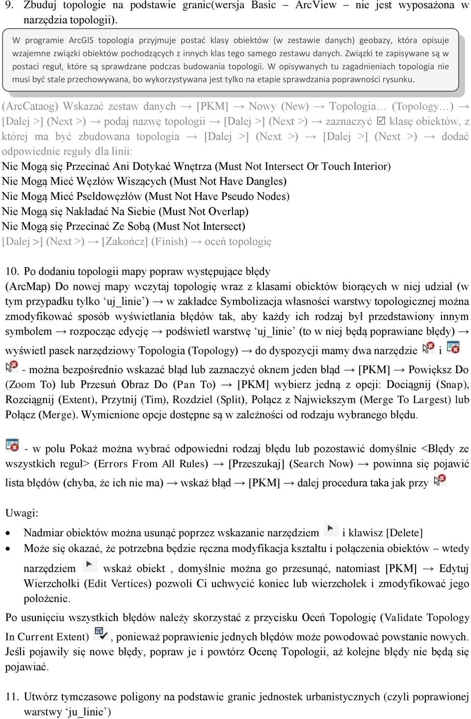 Związki te zapisywane są w postaci reguł, które są sprawdzane podczas budowania topologii.