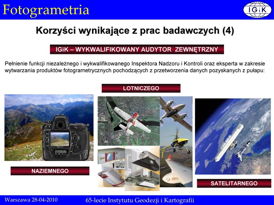 i Kontroli oraz eksperta w zakresie wytwarzania produktów fotogrametrycznych
