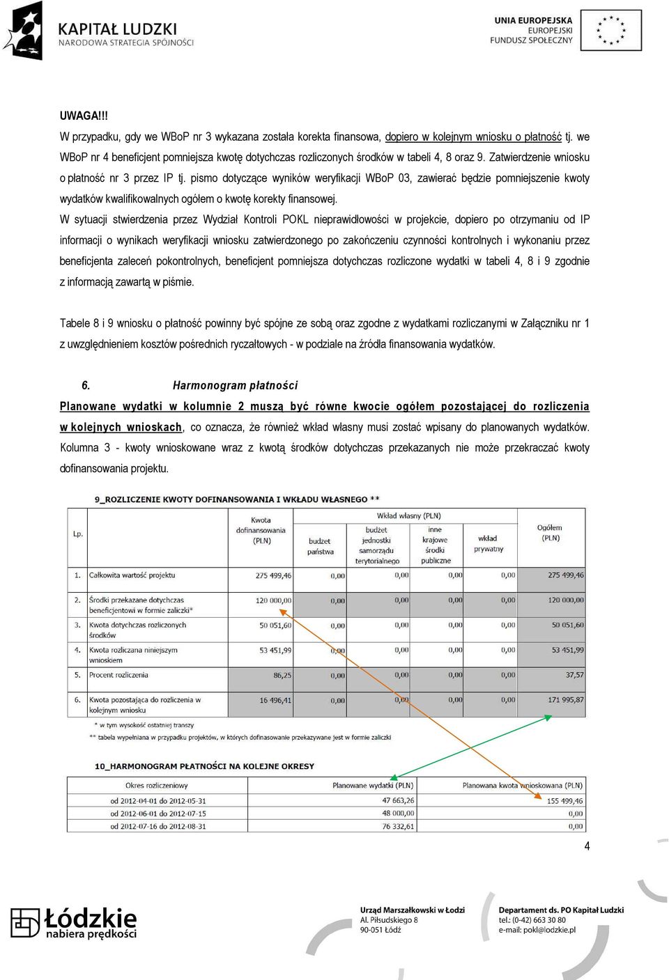 pismo dotyczące wyników weryfikacji WBoP 03, zawierać będzie pomniejszenie kwoty wydatków kwalifikowalnych ogółem o kwotę korekty finansowej.