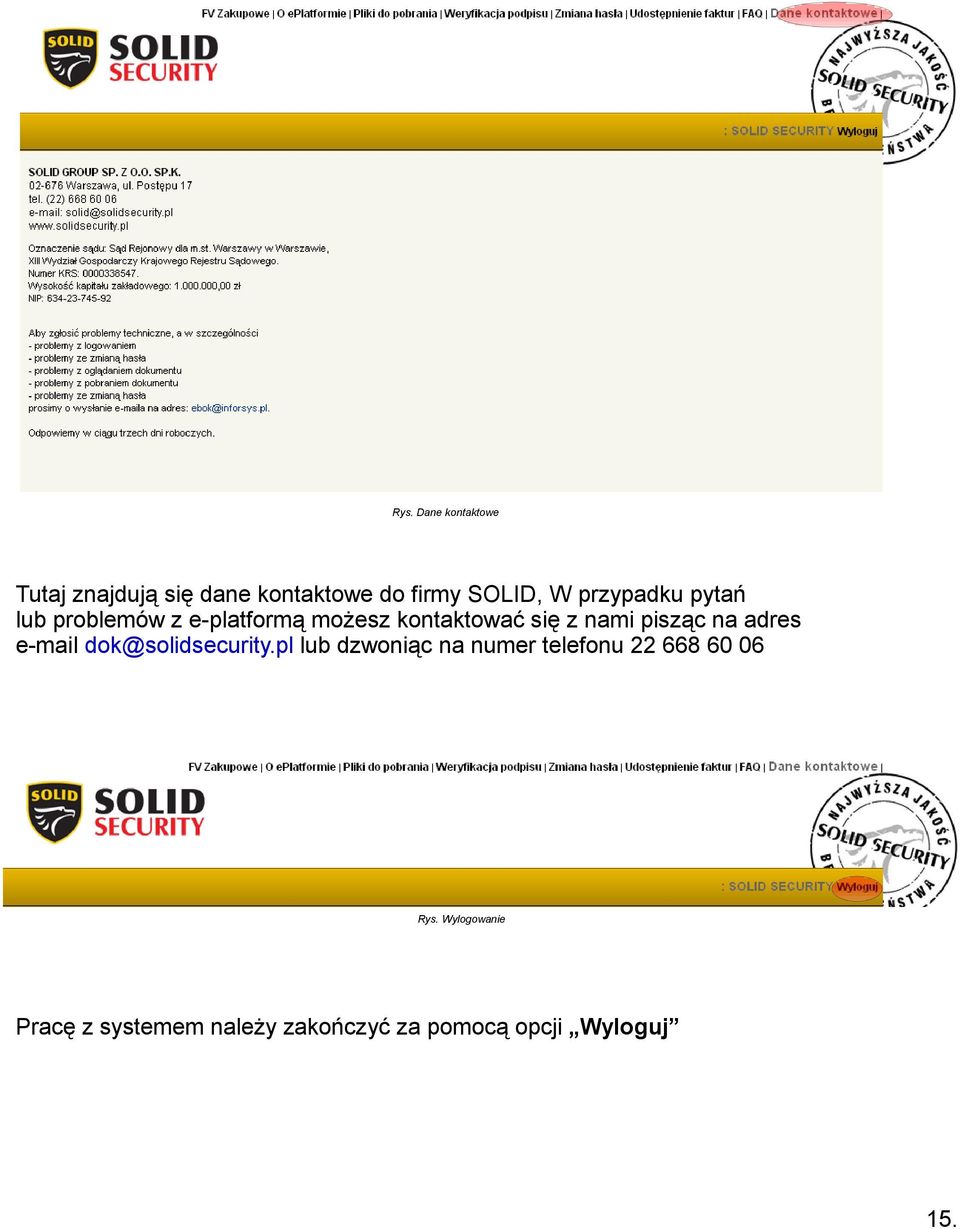 pisząc na adres e-mail dok@solidsecurity.
