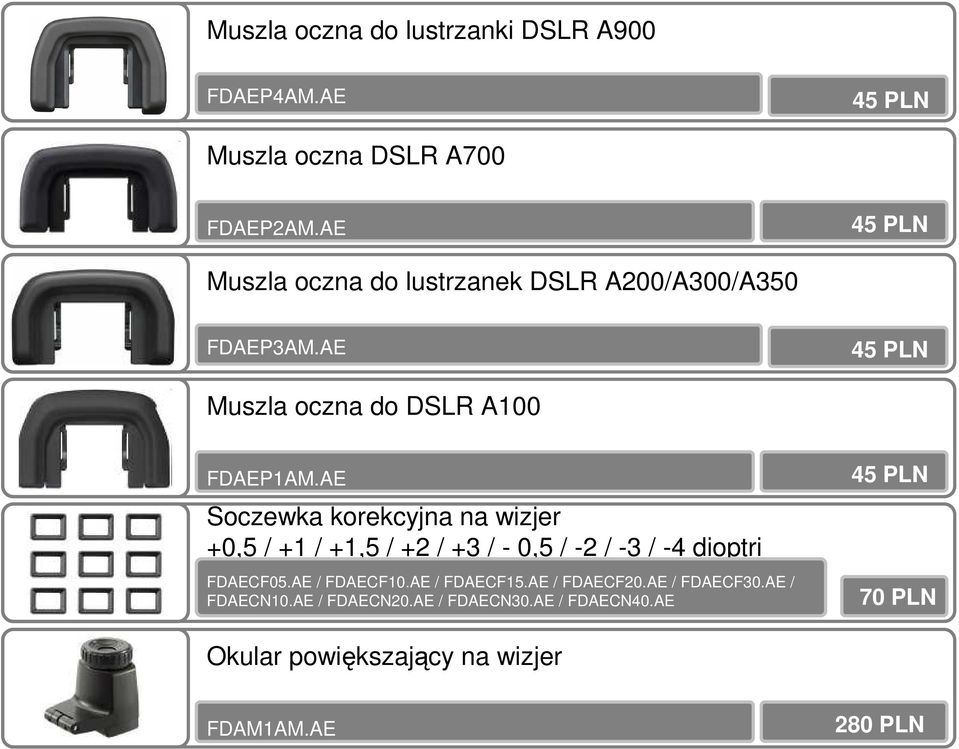 AE Soczewka korekcyjna na wizjer +0,5 / +1 / +1,5 / +2 / +3 / - 0,5 / -2 / -3 / -4 dioptri FDAECF05.AE / FDAECF10.