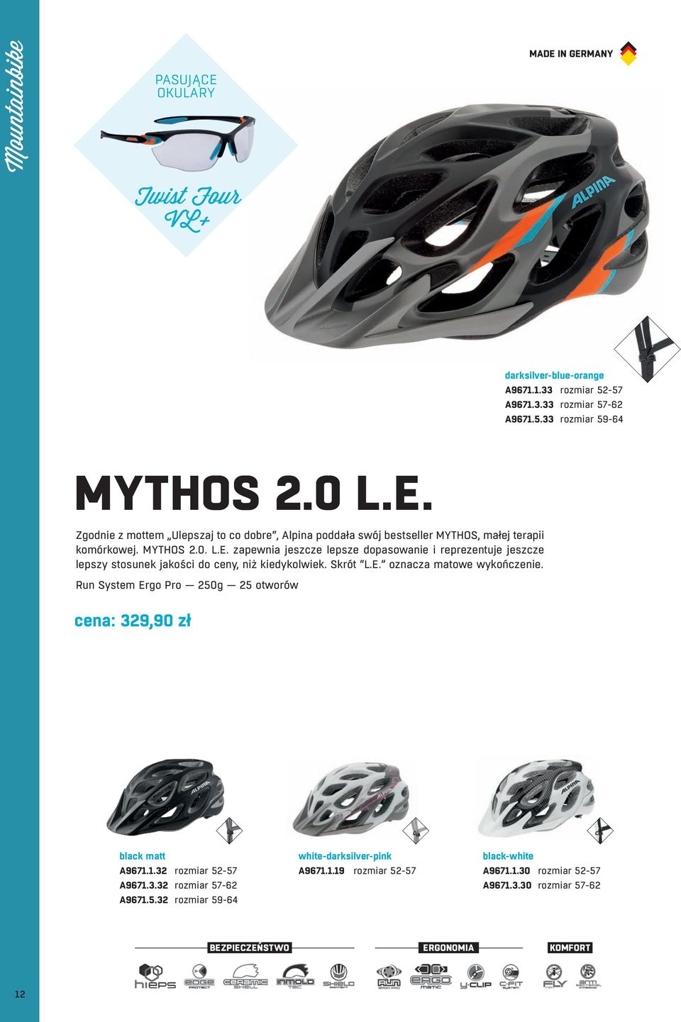 Run System Ergo Pro 250g 25 otworów cena: 329,90 zł black matt A9671.1.32 rozmiar 52-57 A9671.3.32 rozmiar 57-62 A9671.5.32 rozmiar 59-64 white-darksilver-pink A9671.1.19 rozmiar 52-57 black-white A9671.