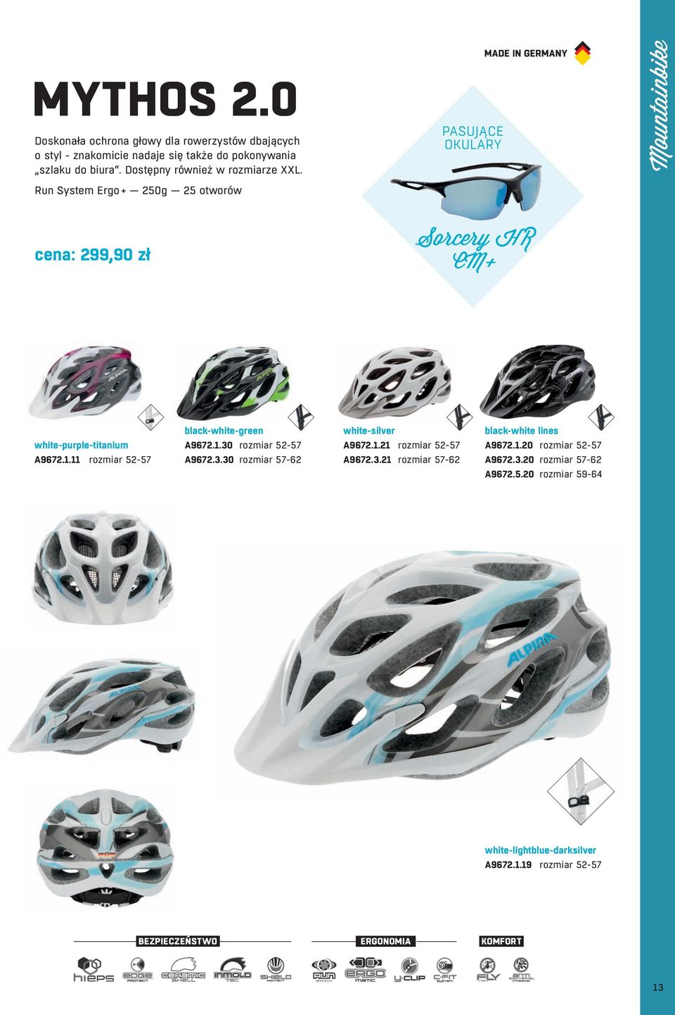 PASUJĄCE OKULARY Mountainbike Run System Ergo + 250g 25 otworów cena: 299,90 zł Sorcery HR CM+ white-purple-titanium A9672.1.