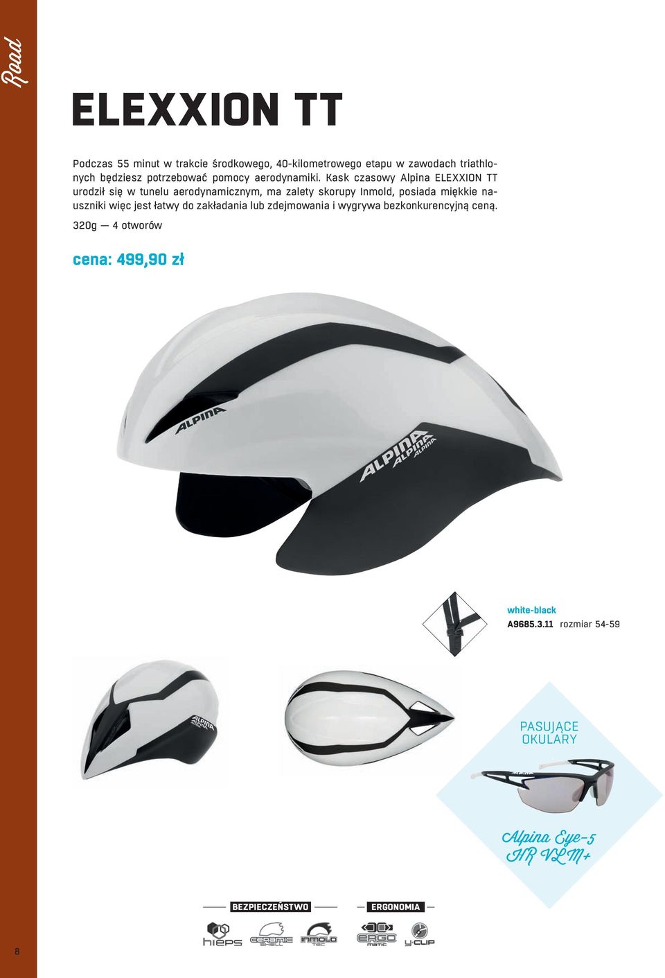 Kask czasowy Alpina ELEXXION TT urodził się w tunelu aerodynamicznym, ma zalety skorupy Inmold, posiada miękkie