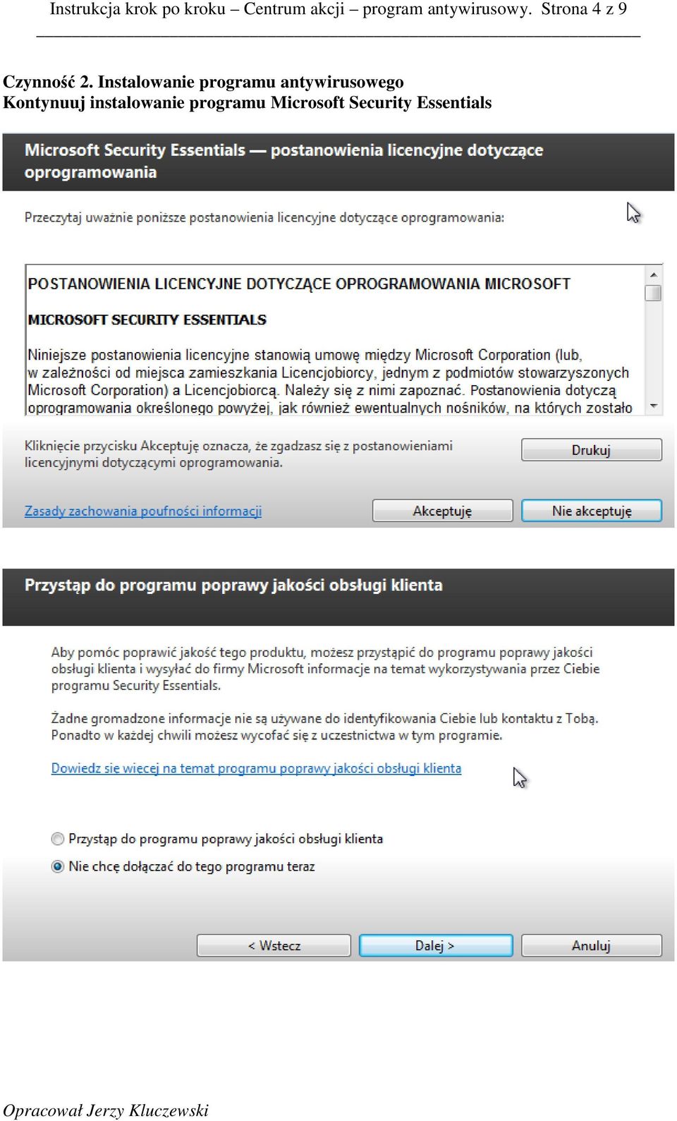Instalowanie programu antywirusowego