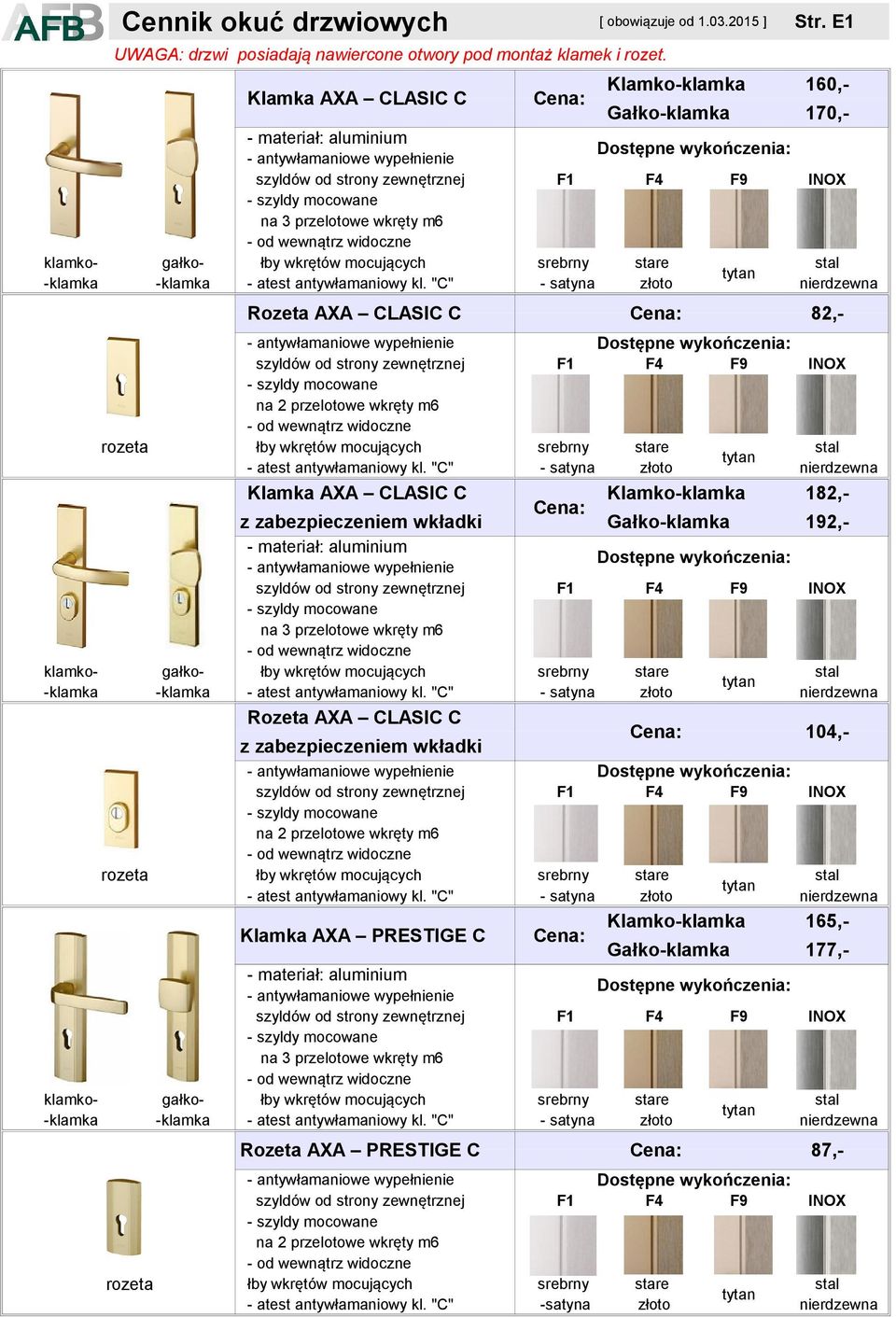 192,- 104,- 165,- 177,- AXA PRESTIGE C