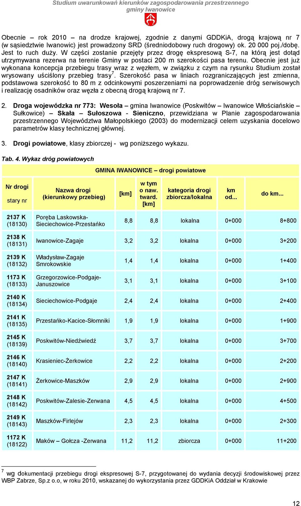 Obecnie jest juŝ wykonana koncepcja przebiegu trasy wraz z węzłem, w związku z czym na rysunku Studium został wrysowany uściślony przebieg trasy 7.