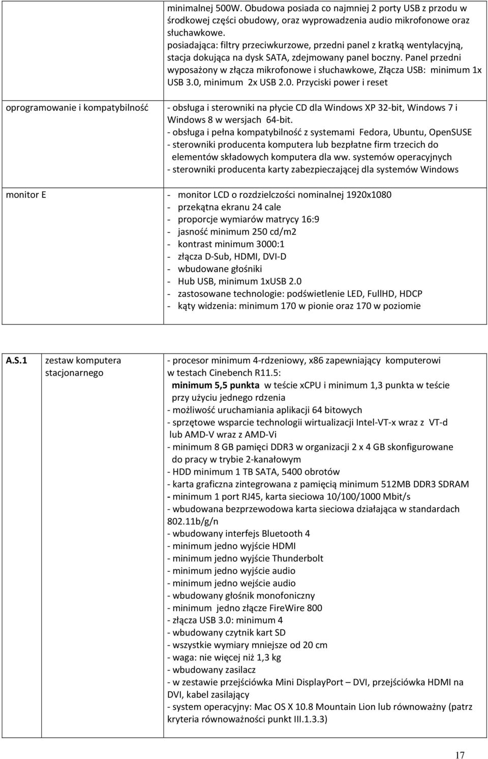 Panel przedni wyposażony w złącza mikrofonowe i słuchawkowe, Złącza USB: minimum 1x USB 3.0,