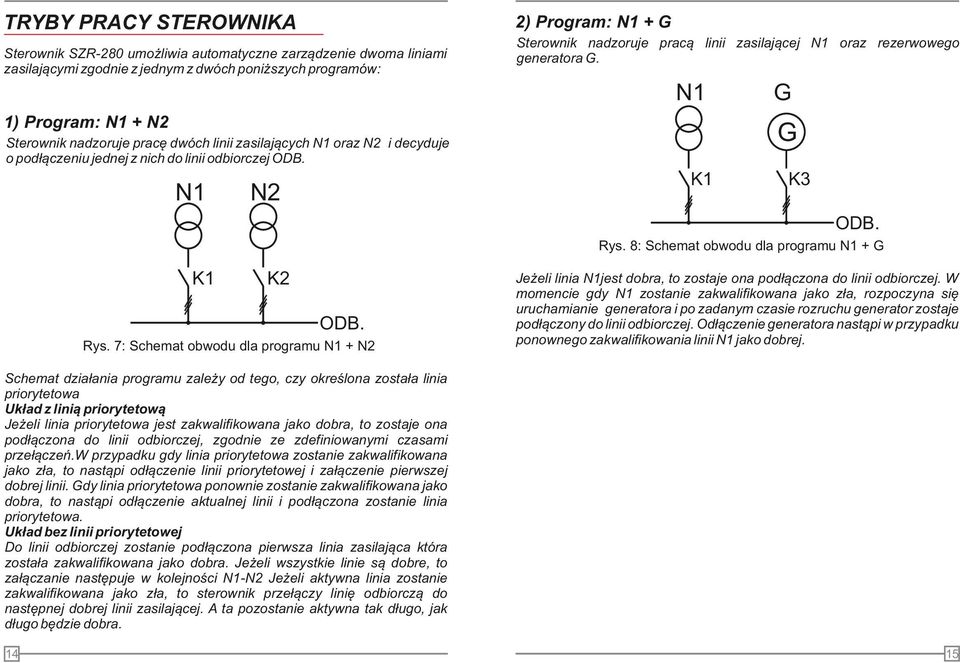 8: Schemat obwodu dla programu + G K ODB. Rys. 7: Schemat obwodu dla programu + 2 Jeżeli linia jest dobra, to zostaje ona podłączona do linii odbiorczej.