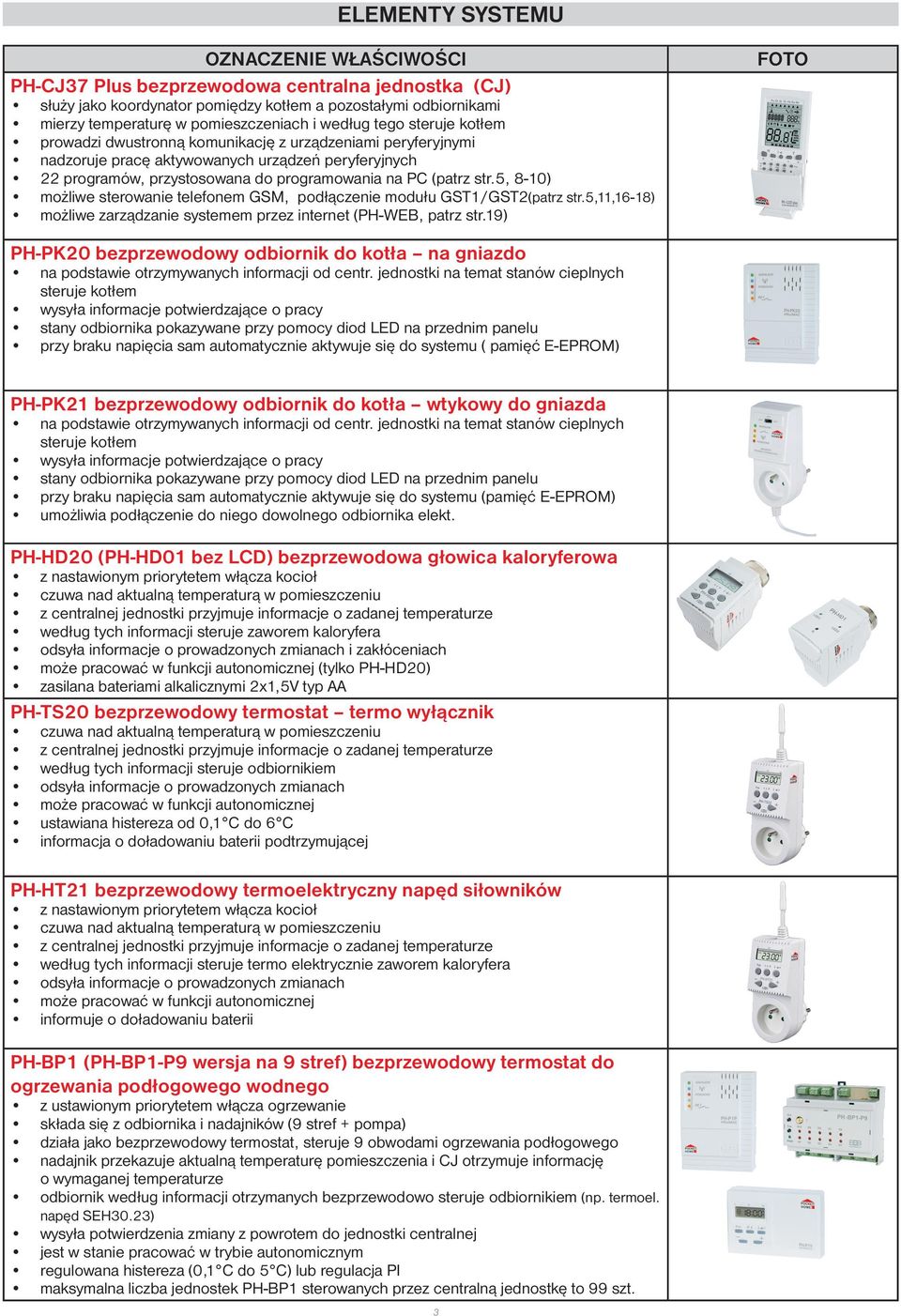 str.5, 8-10) możliwe sterowanie telefonem GSM, podłączenie modułu GST1/GST2 możliwe zarządzanie systemem przez internet (PH-WEB, patrz str.19) (patrz str.