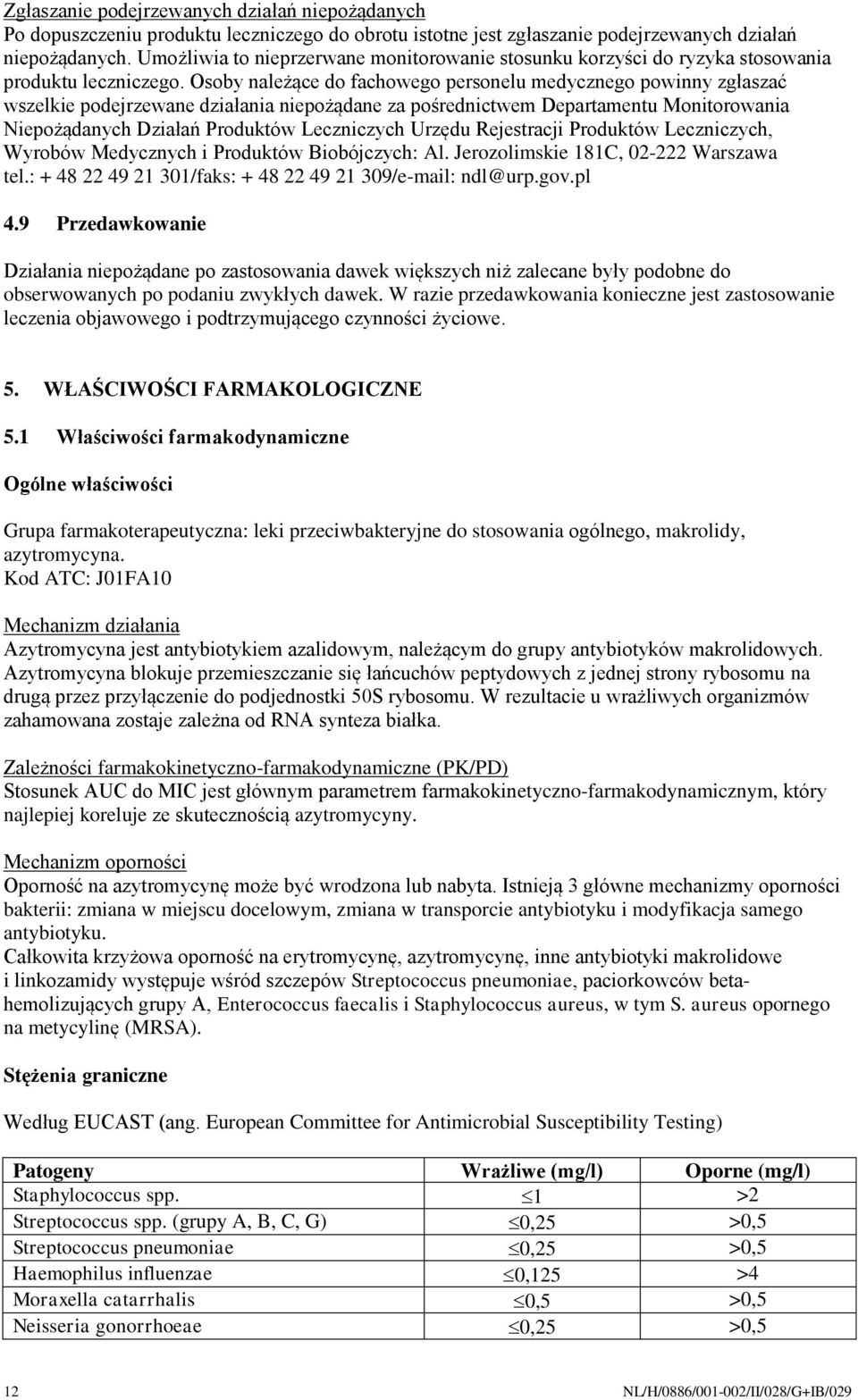 Osoby należące do fachowego personelu medycznego powinny zgłaszać wszelkie podejrzewane działania niepożądane za pośrednictwem Departamentu Monitorowania Niepożądanych Działań Produktów Leczniczych