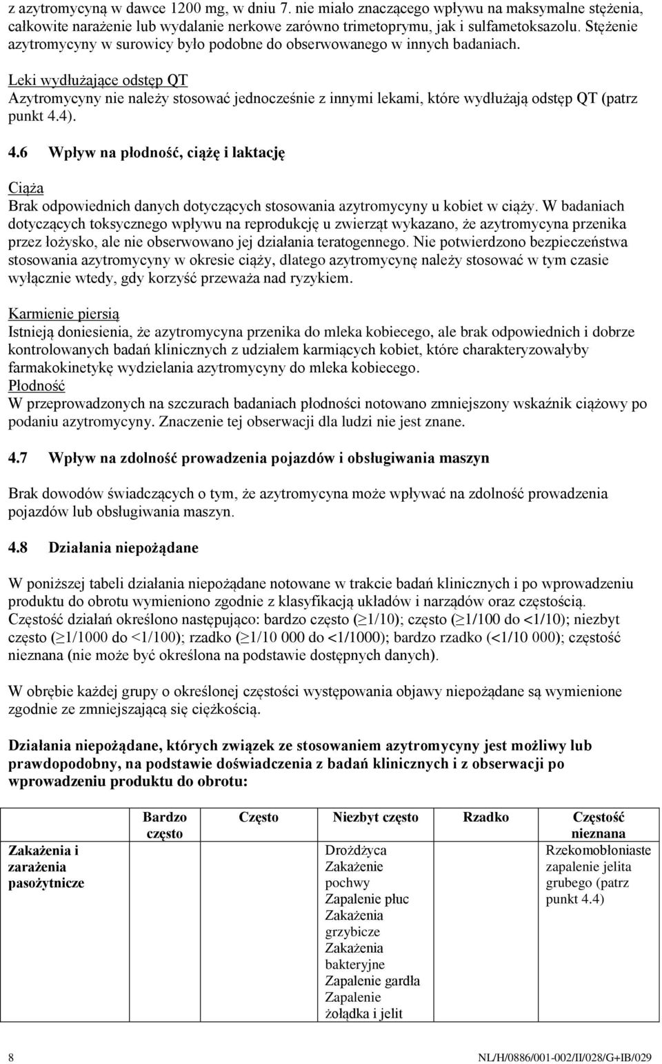 Leki wydłużające odstęp QT Azytromycyny nie należy stosować jednocześnie z innymi lekami, które wydłużają odstęp QT (patrz punkt 4.