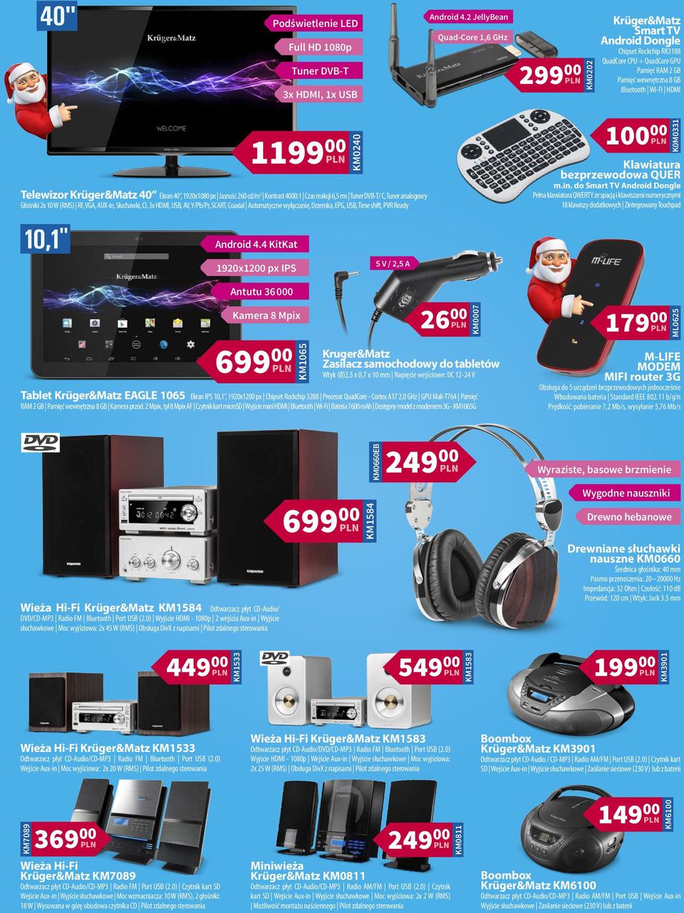 40, 1920x1080 px Jasność 260 cd/m 2 Kontrast 4000:1 Czas reakcji 6,5 ms / C, Tuner analogowy Głośniki 2x 10 W (RMS) RF, VGA, AUX-in, Słuchawki, CI, 3x HDMI, USB, AV, Y/Pb/Pr, SCART, Coaxial