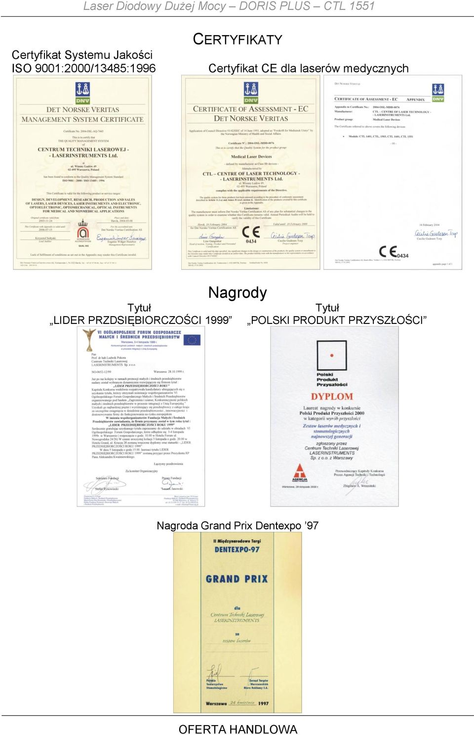 Certyfikat CE dla laserów medycznych Tytuł LIDER