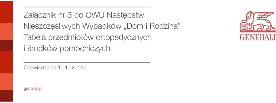Tabela przedmiotów ortopedycznych i
