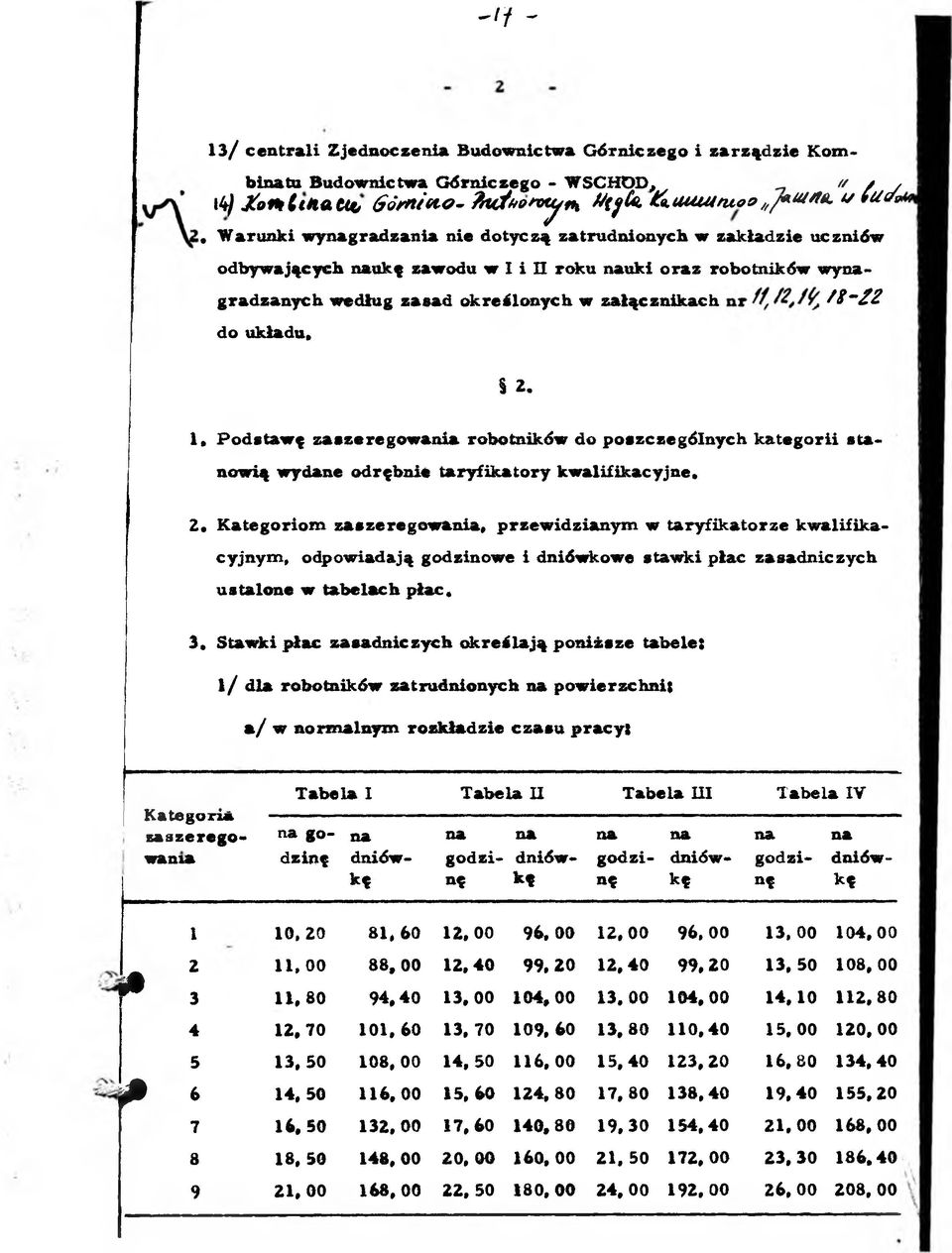 W arunki w y n ag rad zan ia nie d o ty czą zatru d n io n y ch w zak ład zie uczniów odbyw ających nauką zawodu w I i II ro k u nauki o ra z robotników w ynag rad zan y ch w edług z a sad o k reślo