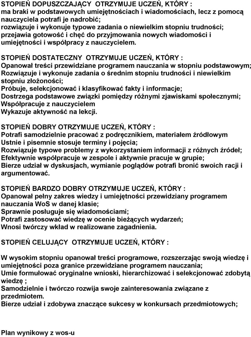 STOPIEŃ DOSTATECZNY OTRZYMUJE UCZEŃ, KTÓRY : Opanował treści przewidziane programem nauczania w stopniu podstawowym; Rozwiązuje i wykonuje zadania o średnim stopniu trudności i niewielkim stopniu