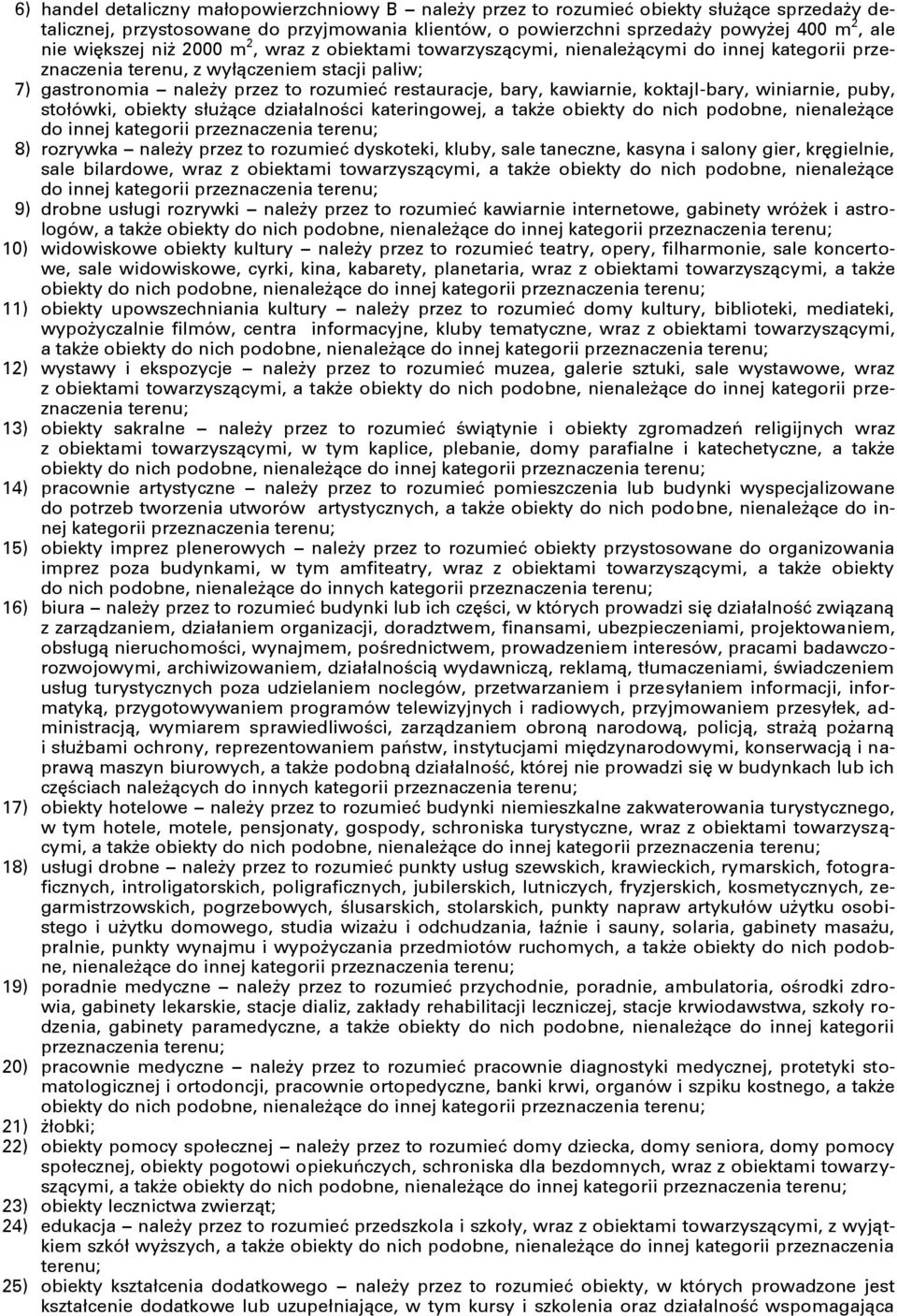 kawiarnie, koktajl-bary, winiarnie, puby, stołówki, obiekty służące działalności kateringowej, a także obiekty do nich podobne, nienależące do innej kategorii przeznaczenia terenu; 8) rozrywka należy