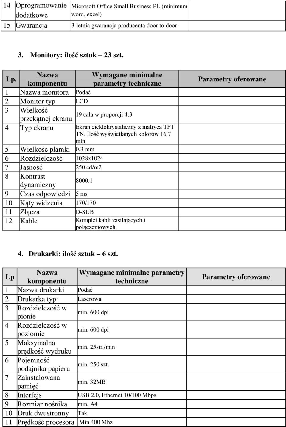 Ilość wyświetlanych kolorów 16,7 mln 5 Wielkość plamki 0,3 mm 6 Rozdzielczość 1028x1024 7 Jasność 250 cd/m2 8 Kontrast 8000:1 dynamiczny 9 Czas odpowiedzi 5 ms 10 Kąty widzenia 170/170 11 Złącza