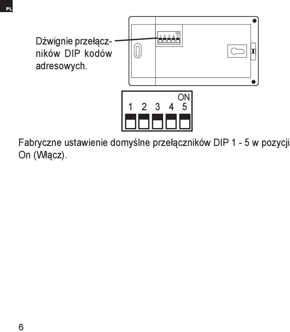 1 2 3 4 ON 5 ON 1 2 3 4 5 Fabryczne
