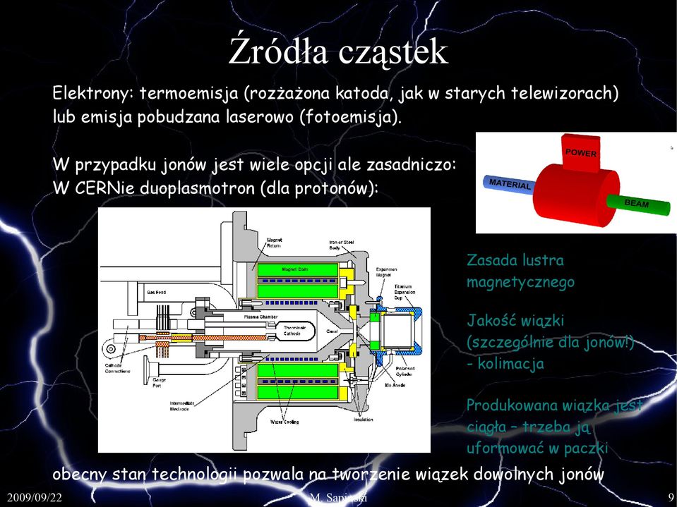 W przypadku jonów jest wiele opcji ale zasadniczo: W CERNie duoplasmotron (dla protonów): Zasada lustra