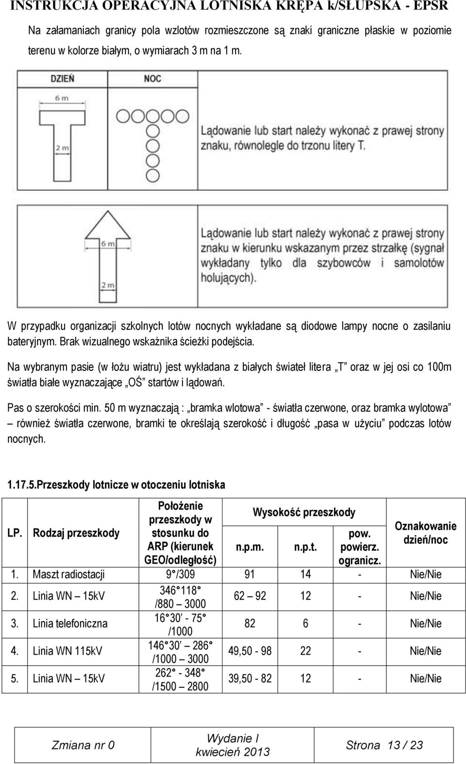 Na wybranym pasie (w łożu wiatru) jest wykładana z białych świateł litera T oraz w jej osi co 100m światła białe wyznaczające OŚ startów i lądowań. Pas o szerokości min.